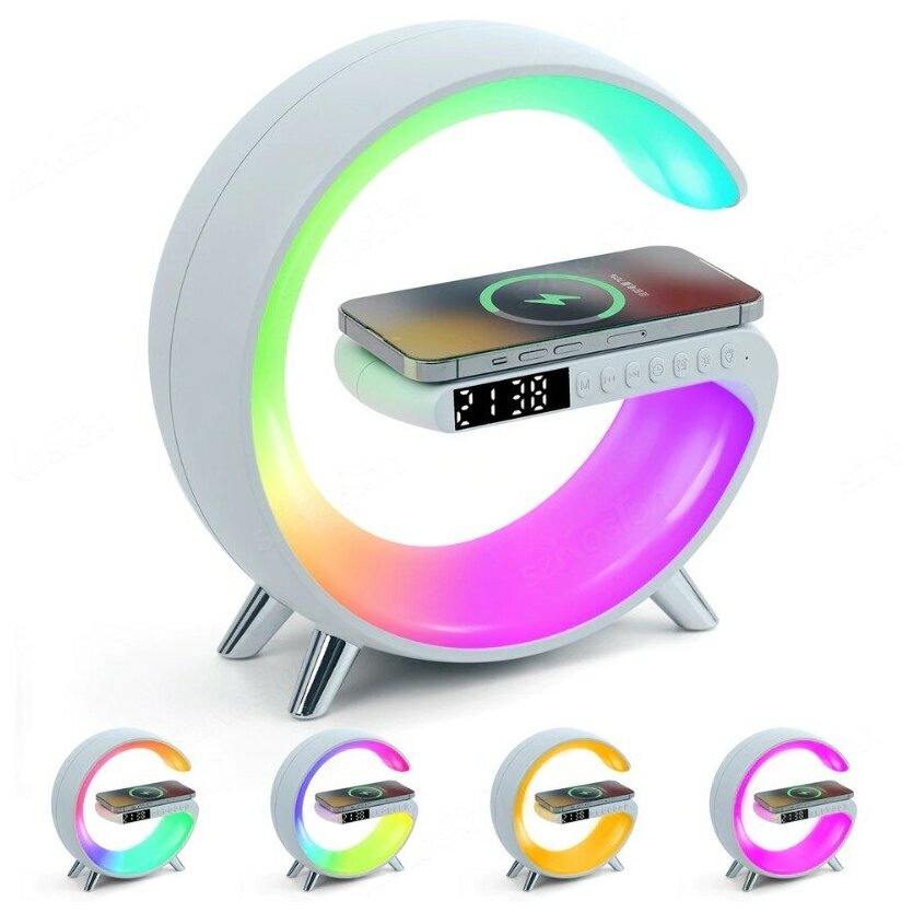 Умная колонка RGB Smart Light Sound Machine, луна, белая - фотография № 15