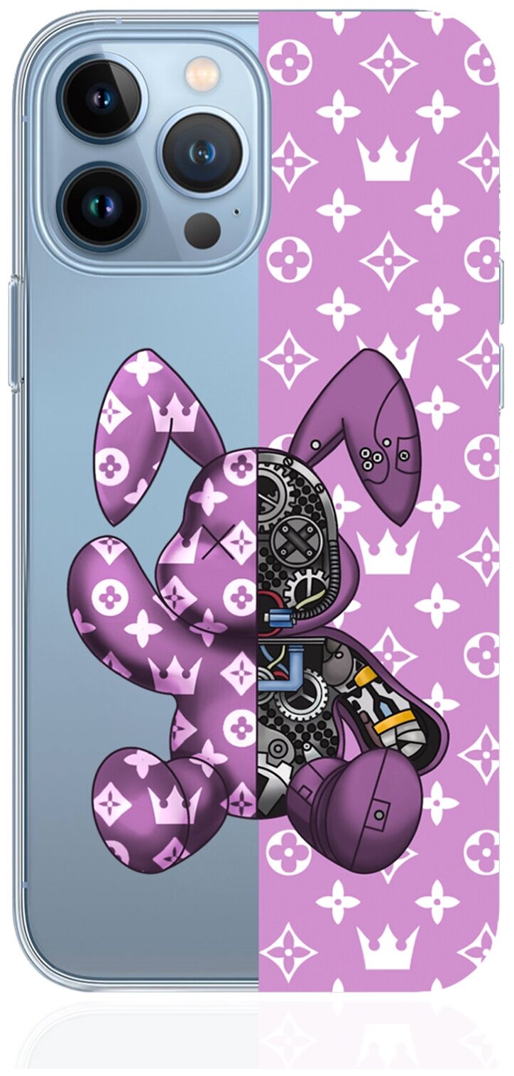 Прозрачный силиконовый чехол MustHaveCase для iPhone 13 Pro Max Bunny Розовый для Айфон 13 Про Макс Противоударный