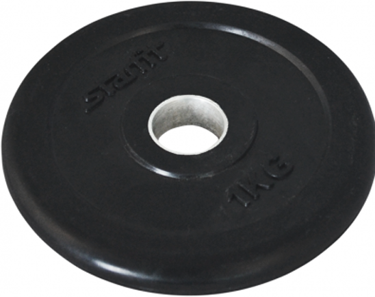Диск Starfit BB-202 1 кг, d=26 мм, стальная втулка, черный, обрезиненный