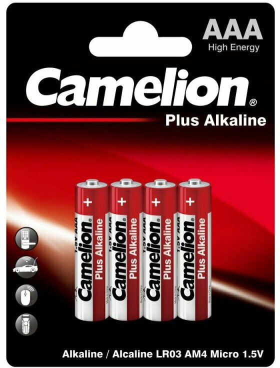 Батарейки Camelion AAA/LR 03 Plus Alkaline BL-4 1.5В(4 шт в уп.)