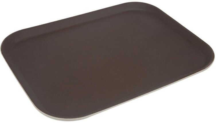 фото Поднос прорезин. прямоуг.14х18(455х355) корич, кт06