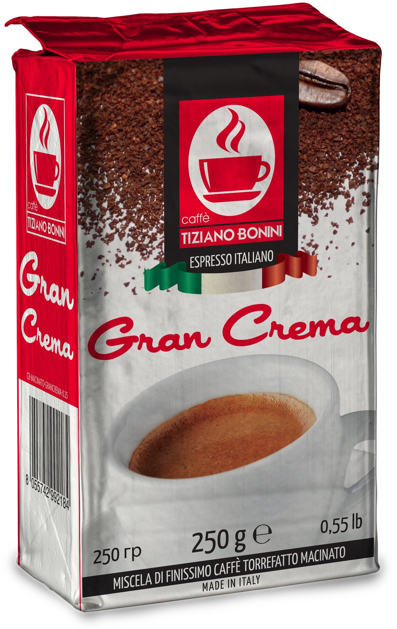 Итальянский кофе молотый черный Caffe Tiziano Bonini Gran Crema 250г