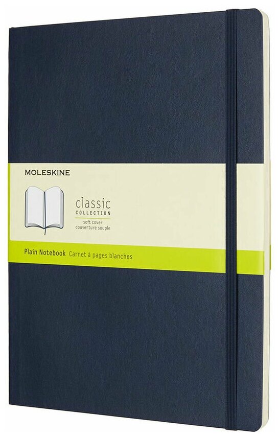 Блокнот Moleskine Classic Soft, 192стр, без разлиновки, мягкая обложка, синий сапфир [qp623b20]