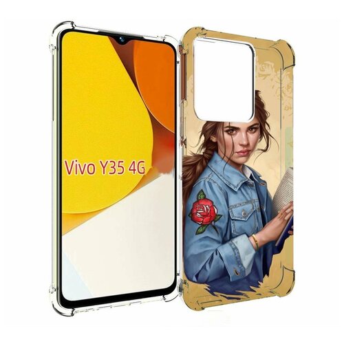 Чехол MyPads девушка-в-бежевом-фоне для Vivo Y35 4G 2022 / Vivo Y22 задняя-панель-накладка-бампер