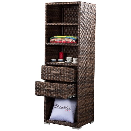 Стеллаж Borgata TRIUMPH brown с двумя ящиками, плетеный из искуссвенного ротанга, 60х50х180 см (ШхГхВ)