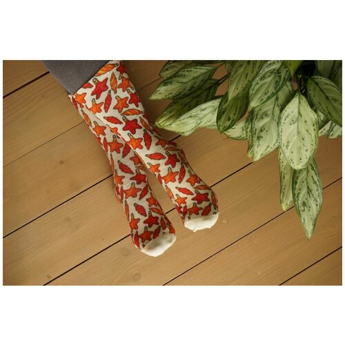 фото Носки шерстянки базовая коллекция, размер 42/45, оранжевый, белый