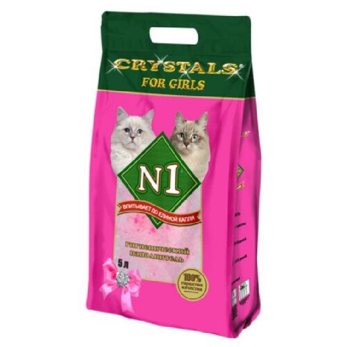 N1 Силикагелевый наполнитель для Кошечек 5л: Розовый | Crystals 2 кг 26175 (2 шт)