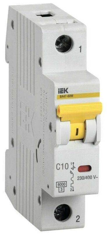 Автоматический выключатель IEK ВА47-60M 10А 1п 6кА, C, MVA31-1-010-C
