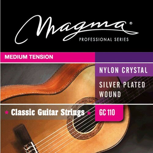 Струны для классической гитары Magma Strings GC110, Серия: Nylon Crystal Silver Plated Wound, Обмотка: посеребрёная, Натяжение: Medium Tension. струны для гитары magma strings be230s