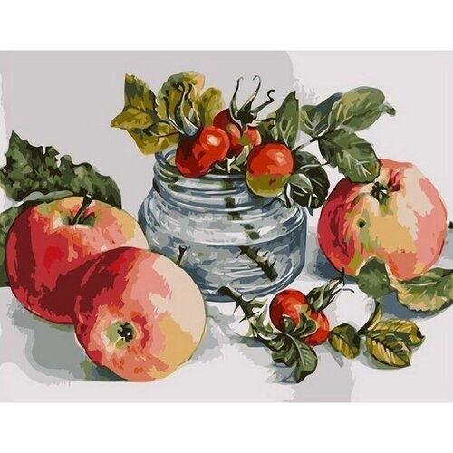 Картина по номерам Шиповник и яблоки 40х50 см