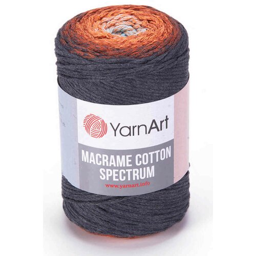 фото Пряжа yarnart macrame cotton spectrum маренго-терракот-светло серый (1307), 85%хлопок/15%полиэстер, 225м, 250г, 1шт