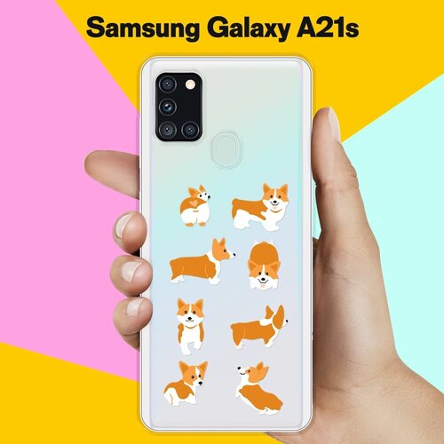 Силиконовый чехол 8 Корги на Samsung Galaxy A21s силиконовый чехол на samsung galaxy a21s корги в масках для самсунг галакси а21с