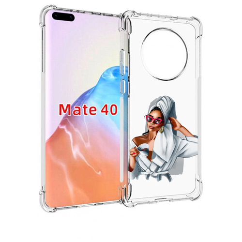 Чехол MyPads Девушка в белом халате женский для Huawei Mate 40 / Mate 40E задняя-панель-накладка-бампер