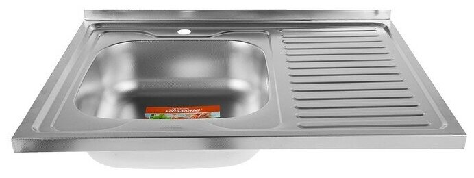 Мойка кухонная Accoona AC6080-L, накладная, левая, толщина 0.6 мм, 800х600х165 мм, декор - фотография № 2