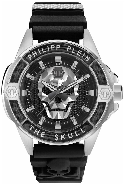 Наручные часы PHILIPP PLEIN The Skull Carbon Fiber PWAAA1622, серебряный, черный