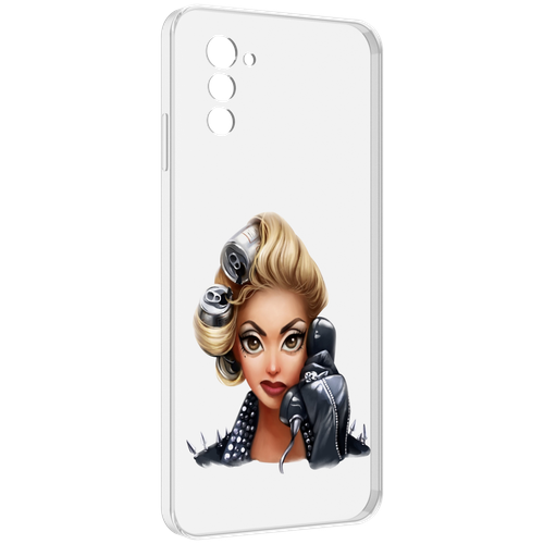 Чехол MyPads девушка-смайлик-с-телефоном женский для UleFone Note 12 / Note 12P задняя-панель-накладка-бампер