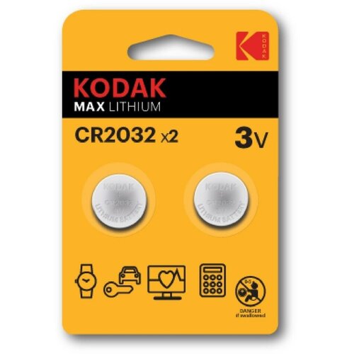 Батарейки KODAK MAX Lithium, CR2032-2BL батарейки kodak max lithium cr2016 2bl 3в