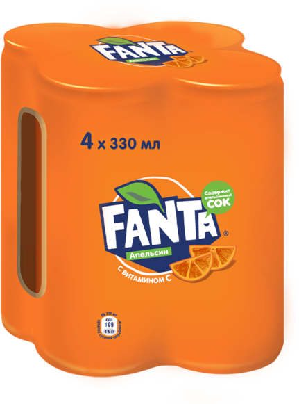 Газированный напиток Fanta апельсин 0.33 л ж/б упаковка 4 штуки оригинал (Беларусь) - фотография № 3