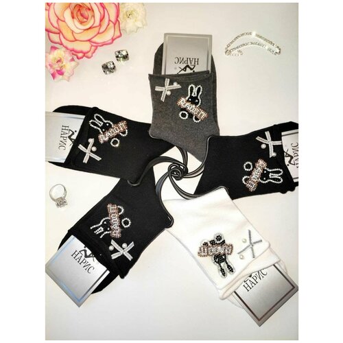 фото Носки женские со стразами 36-41р./ ультрамодные/ демисезонные/ 5 пар нарис