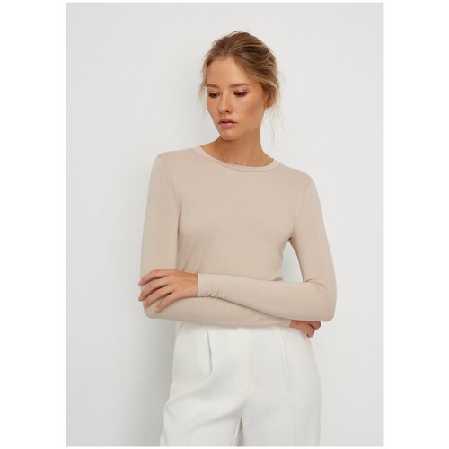фото Лонгслив из вискозы niceone [бежевый, xs]