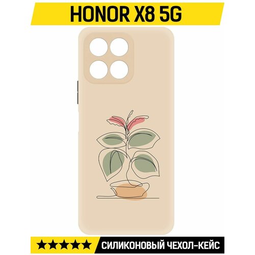 Чехол-накладка Krutoff Soft Case Цветок для Honor X8 5G черный чехол накладка krutoff soft case медвежонок для honor x8 5g черный
