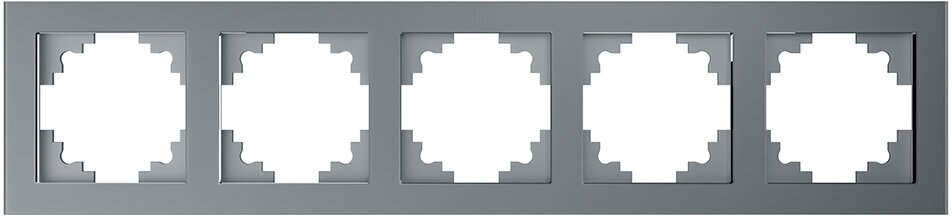 Рамка горизонтальная 5-местная, STEKKER, GFR00-7005-03, серия Катрин, серебро, 39639