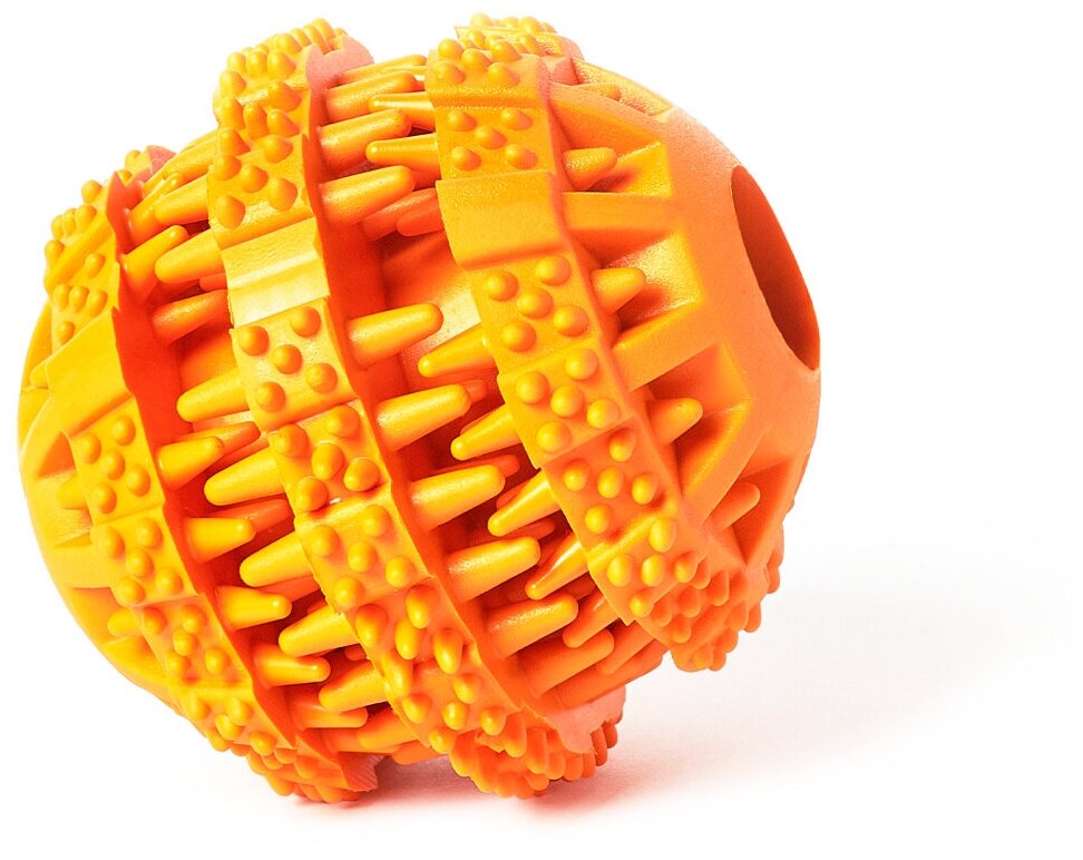 Игрушка мяч для собак резиновый неубиваемый, Чистые Клыки, Играй Гуляй, 5 см, оранжевый