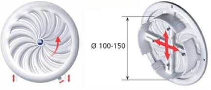 Решетка вентиляционная кругл d100-150 жалюзи - фотография № 1