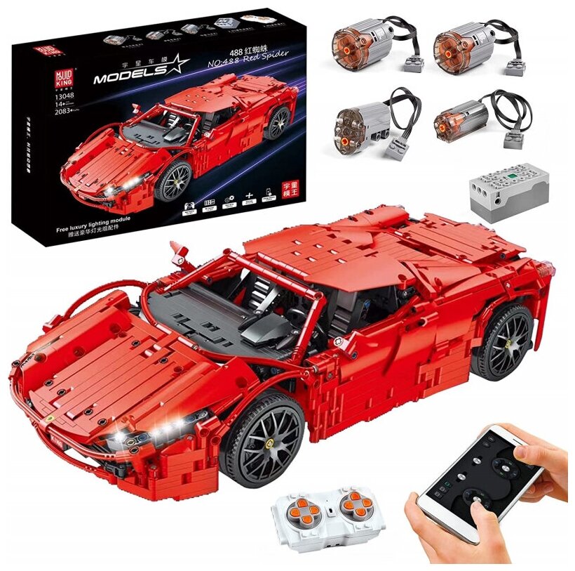 Конструктор MOULD KING 13048 спортивная машина Red Ferrari 488