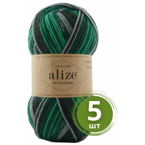 пряжа alize superwash comfort socks 5 шт в упак цвет 2696 alize superwash comf socks 2696 Пряжа Alize Wooltime (Вултайм) - 5 мотков Цвет: 11012 зеленый принт 75% шерсть, 25% полиамид, 100г 200м