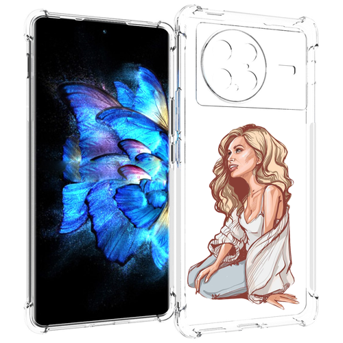 Чехол MyPads красивая-девушка-в-белом женский для Vivo X Note 5G задняя-панель-накладка-бампер