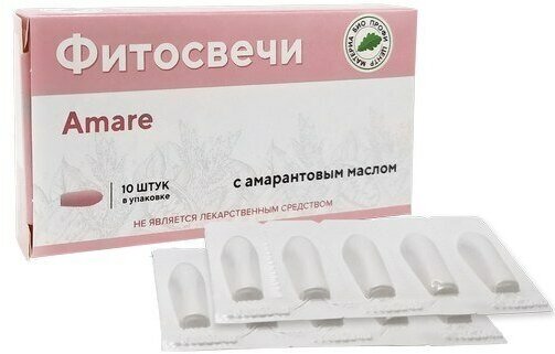 Фитосвечи Amare с амарантовым маслом, 10 шт в блистере