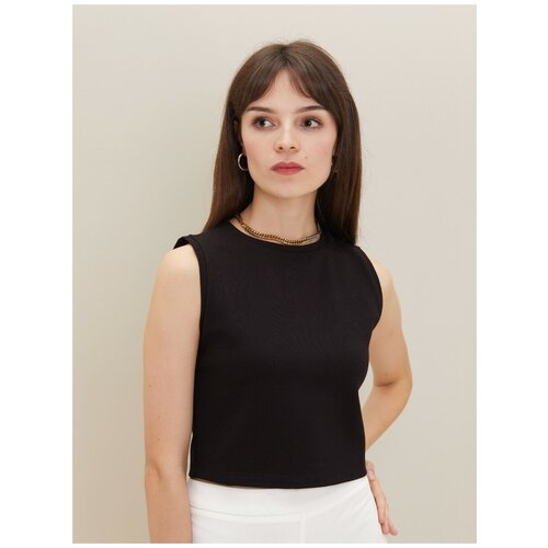 Топ женский T-lab TL-BK-008-черный.стрейч, Прямой силуэт / Сlassic fit, цвет Черный, размер 48