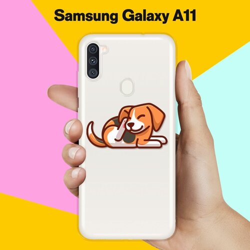 Силиконовый чехол Бигль на Samsung Galaxy A11 силиконовый чехол бигль с цветами на samsung galaxy a10