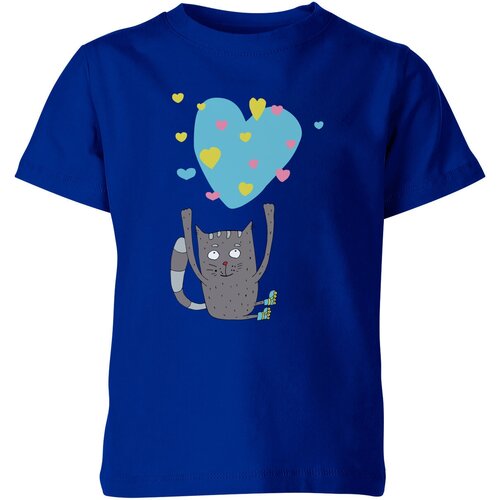 Футболка Us Basic, размер 12, синий сумка влюблённый кот с сердечками фиолетовый