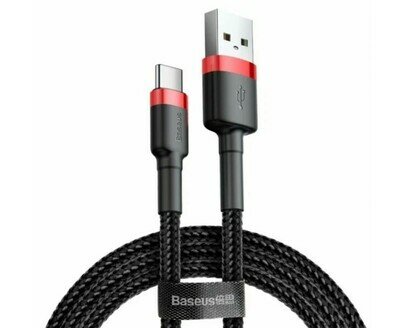 Кабель питания/данных Baseus USB to Type-C Cafule Cable 2A 2 метра CATKLF-C91 Black/Red