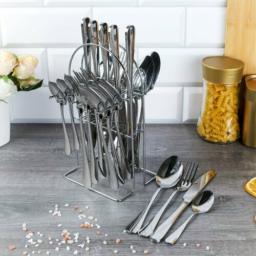 Столовые приборы 24 предмета на подставке