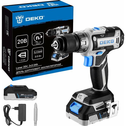 DEKO Дрель-шуруповерт аккумуляторная Loner 20V 20В 2x30Ач 085-1005 6655₽