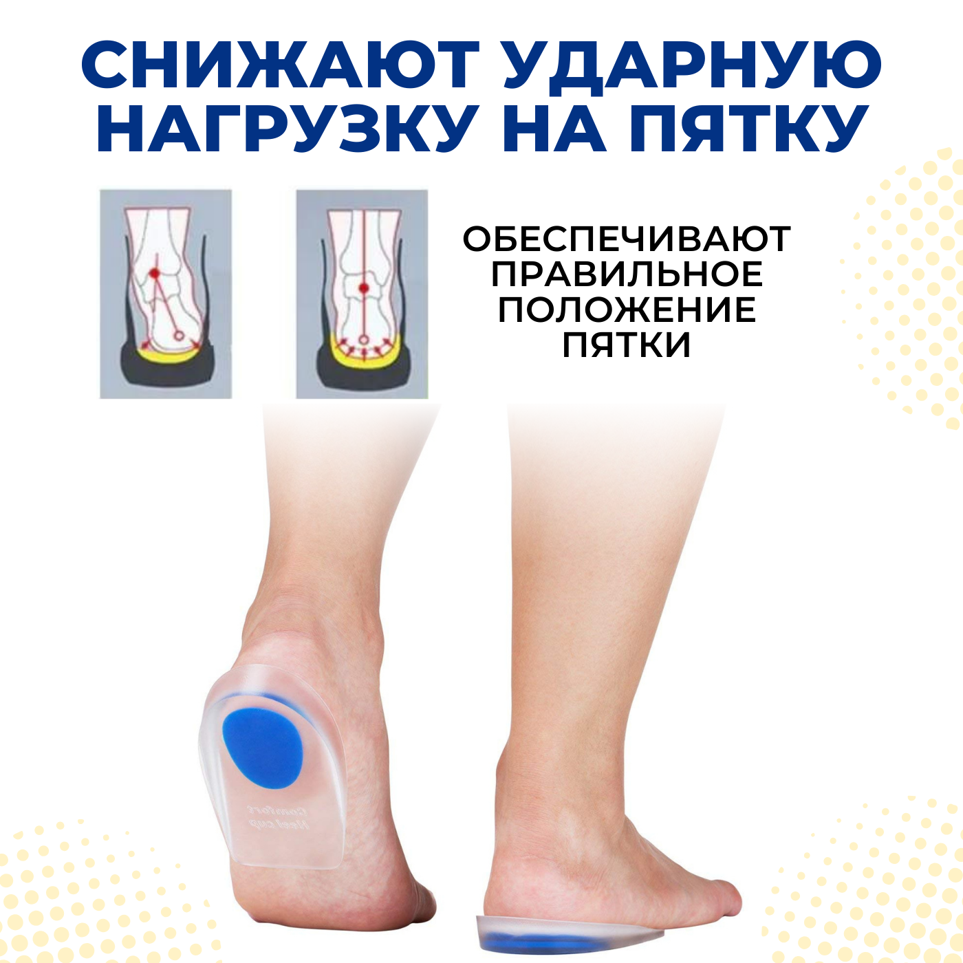 Ортопедия Стоп Ортопедические гелевые стельки для пятки, Силиконовые подпяточники (размер 40-46)