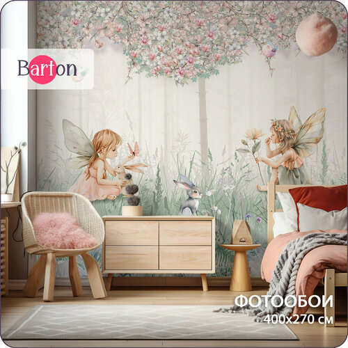 Фотообои на стену флизелиновые 3d Детские Для девочек Сказочный лес 400x270 см Bartonwall K313