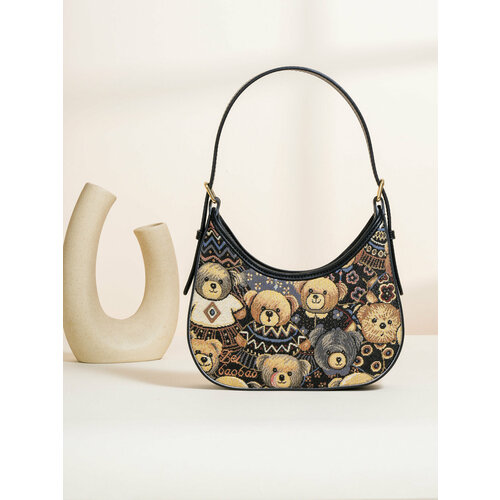 Сумка седло BeiBaoBao, фактура плетеная, черный