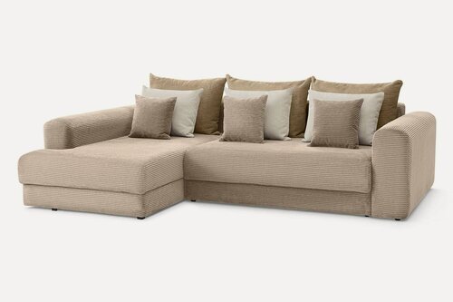 Изображение товара Угловой диван-кровать SOLANA Мэдисон, 263х80х178 см, правый угол, обивка вельвет, цвет мокко