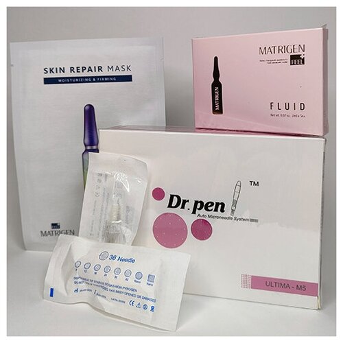 Dr.pen Стартовый набор уход для лица Мезотерапия дермапен ULTIMA M5-W + картридж 36 игл + сыворотка флюид + маска