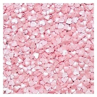 Декор Сердечки розовые перламутровые, 100 гр.