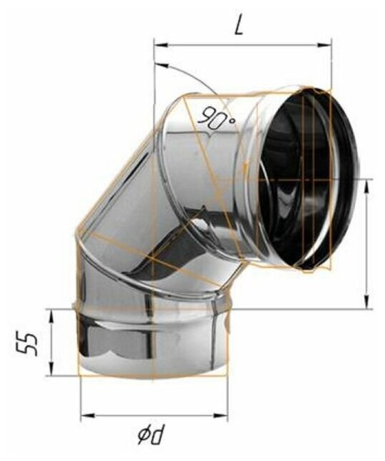 Колено Ferrum (Феррум) 90гр 0,8мм d120 - фотография № 2