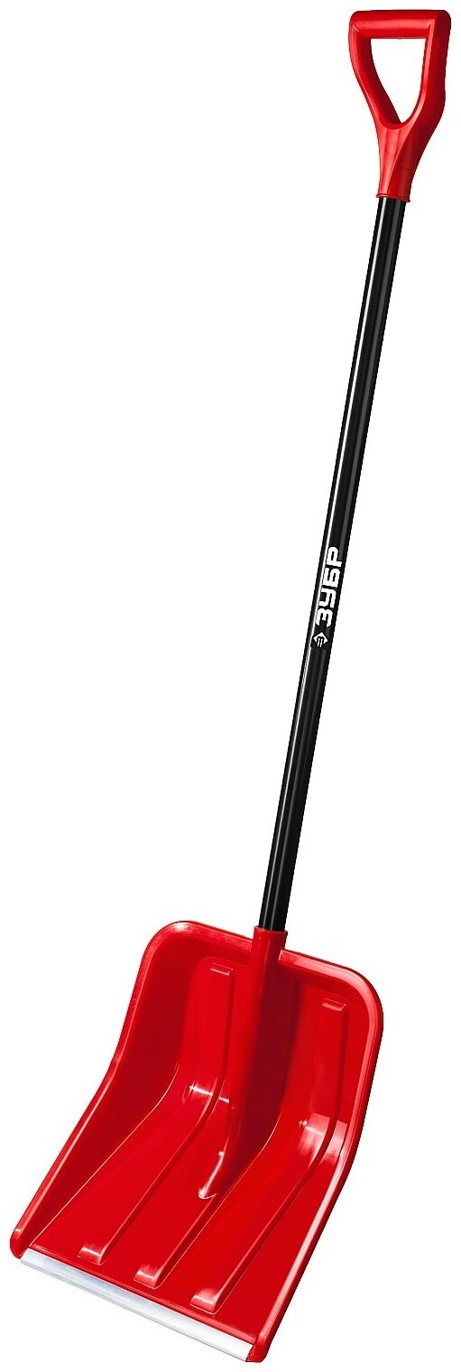 Снеговая лопата ЗУБР урал 400 мм пластиковая со стальной планкой эргономичный алюминиевый черенок V-ручка ( 39927 ) - фотография № 1
