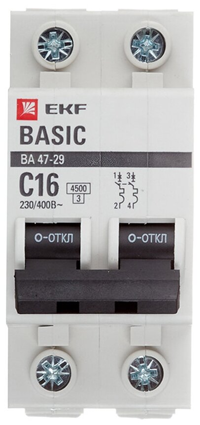DA12-10-30-bas Выключатель автоматический диф. тока 1п+N С 10А 30мА тип АС эл. 4.5кА АД-12 Basic EKF - фото №6
