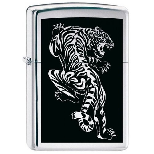 Zippo Tigre с покрытием Brushed Chrome, латунь/сталь, серебристая, матовая, 36x12x56