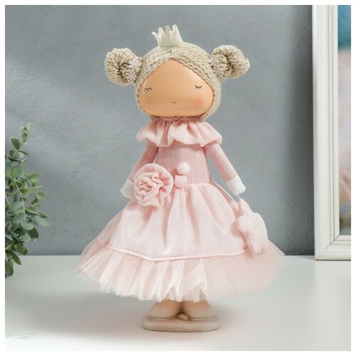 кукла интерьерная принцесса на горошине Кукла интерьерная Маленькая принцесса в розовом, с цветком 35х15,5х17 см