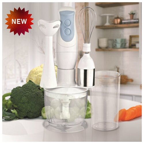 Погружной домашний блендеркулинарныйкухонный блендер для смузикоктейлейимпульсный режиммерный стакан 06л300Втбелый 341100₽